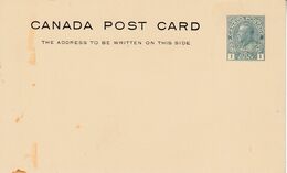 ( Canada Entier Stationery Carte Lettre Post Card  .. 1 Cent .. Format 140 X 85 .. Trace Cote Recto Gauche  Voir San - 1860-1899 Règne De Victoria