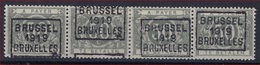 Nr. TX16A Strip Van 4 Waarbij 2 X ** MNH Voorafgestempeld  BRUSSEL 1919 BRUXELLES In Goede Staat ! Verkoop Aan 95 € ! - Rolstempels 1910-19