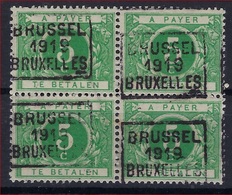 Nr. TX12A Blok Van 4  ** MNH Voorafgestempeld  BRUSSEL 1919 BRUXELLES In Goede Staat ! Verkoop Aan 65 € ! - Roulettes 1910-19