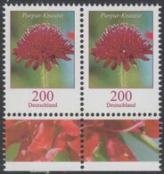 !a! GERMANY 2020 Mi. 3556 MNH Horiz.PAIR W/ Bottom Margins (b) - Flowers: Purple Scabiosa - Unused Stamps