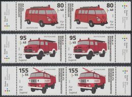 !a! GERMANY 2020 Mi. 3557-3559 MNH SET Of 3 Horiz.PAIRS W/ Right & Left Margins (b) - Historic Fire Trucks - Unused Stamps