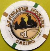 $1 Casino Chip. Akwasasne Mohawk, Hogansburg, NY. S85. - Casino