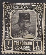 Trengganu Malaya 1921 - 41 KGV 1ct Black Sultan Suleiman Used SG 26a ( C1496 ) - Trengganu