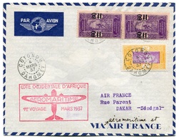 RC 18406 DAHOMEY 1937 LETTRE 1er VOYAGE AEROMARITIME COTONOU - DAKAR SÉNÉGAL 1er VOL FFC - TB - Covers & Documents
