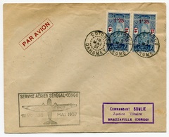 RC 18413 DAHOMEY 1937 LETTRE 1er VOYAGE AEROMARITIME SERVICE AÉRIEN SÉNÉGAL - CONGO 1er VOL FFC - TB - Lettres & Documents