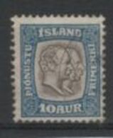 (SA0544) ICELAND, 1907 (Christian IX And Frederick VIII, 10a., Deep Blue And Gray) Official Stamp. Mi # O27. Used Stamp - Servizio