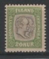 (SA0545) ICELAND 1907 (Christian IX And Frederick VIII, 20a., Yellow Green And Gray) Official Stamp Mi # O30. MLH* Stamp - Service