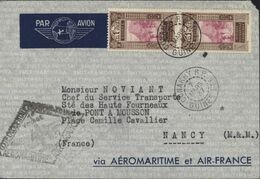 Cachet 1er Voyage Côte Occidentale D'Afrique France Aéromaritime Air France YT 113 A X2 CAD Conakry RP 7 3 37 Guinée - Covers & Documents
