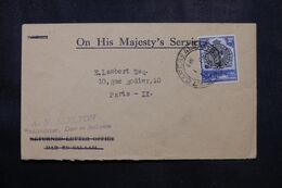 KENYA OUGANDA TANGANYIKA - Enveloppe "On His Majesty's Service " Pour Paris En 1945 - L 70024 - Kenya, Uganda & Tanganyika