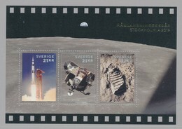 Sweden 2019. Facit # 3289-3291 (BL51B). 50th Anniversary Of The Moonlandning. Spec Edition "Stockholmia 2019". MNH (**) - Unused Stamps