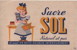 Buvard Ancien/Sucre SOL/ Naturel Et Pur / Le Seul En Boite Doublée Intérieurement/ICA /Vers 1950-60    BUV479 - Süssigkeiten & Kuchen