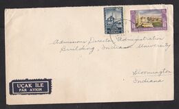 Turkey: Airmail Cover To USA, 1950s?, 2 Stamps, Mosque, Ruins, Air Label (minor Damage) - Cartas & Documentos