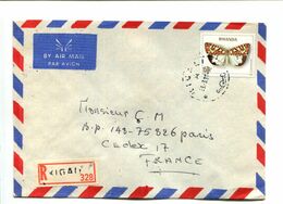 PAPILLONS BUTTERFLY - RWANDA 1981 - Affr. Sur Lettre Recommandée Par Avion - Butterflies