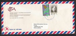 Turkey: Airmail Cover To Netherlands, 1991, 2 Stamps, Satellite, Space, CEPT, Europa (minor Damage) - Storia Postale
