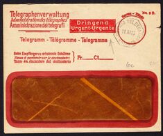 1929 Telegramm Couvert Mit Eindruck "Dringend". Stempel Ufficio, Chiasso - Telegraph