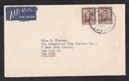 New Zealand: Airmail Cover To USA, 1948?, 2 Stamps, King George VI, KGVI, Cancel Late Fee, Air Label (traces Of Use) - Cartas & Documentos