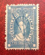 Australie Queensland 1871 Vague Bleue Extinction Manuelle - Used Stamps