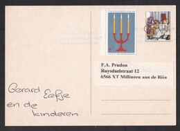 Netherlands: Picture Postcard, 1980s, 1 Stamp Local Postal Service Stadspost, TB Cinderella, Candle (stamp Damaged) - Covers & Documents