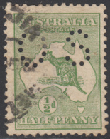 Australia 1913 Used Sc #1 SG #O16 1/2p Kangaroo And Map Small OS Puncture Variety - Dienstmarken