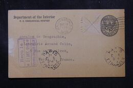 ETATS UNIS -  Entier Postal Du Département De L 'Intérieur De Washington En 1909 Pour La France  - L 70251 - 1901-20