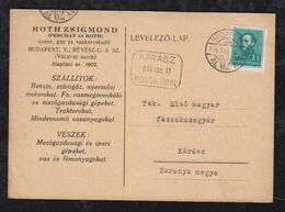 Ungarn Hungary 1934 Postcard Postal Agency Postai Ügyn Postmark KARASZ - Covers & Documents
