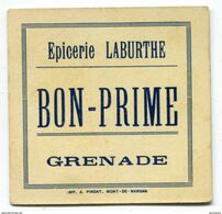 WWI Monnaie Carton Nécessité "Bon Prime - Epicerie Laburthe - Grenade-sur-Adour" Imp. Pindat à Mont-de-Marsan WW1 - Bons & Nécessité