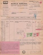 Facture - Etablissements Achille Marchal - Fourniture Générales Pour L'Automobile Et Industrie  - Bruxelles - 1945 - Ambachten