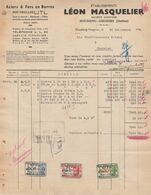 Facture - Etablissements Léon Masquelier - Acier & Fer En Barres  - Houdeng-Goegnies - 1945 - Artigianato