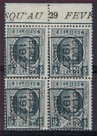 HOUYOUX Nr. 193 ** MNH TYPO Nr. 156B In Blok Van 4 Met Curiositeit " ACCORDEONPLOOI " , Zie Scan ! - Typografisch 1922-31 (Houyoux)