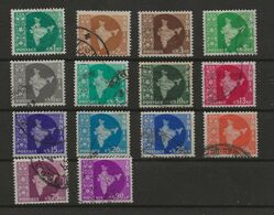 India, 1957, SG 375 - SG 385, Complete Set Of 14, Used (Wmk Mult Stars) - Nuevos