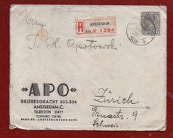 NEDERLAND PAESI BASSI - REGISTERED CON 27,5 ISOLATO FROM AMSTERDAM TO ZURIGO SUISSE 13/3/39 - Cartas & Documentos