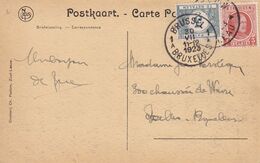 DDX 581 ---  Carte-Vue TP Houyoux ZOUTLEEUW LEAU 1923 Vers BRUXELLES - Taxée 5 C Gris - Covers & Documents
