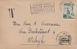 DDX 584 ---  Carte Privée TP Expo Liège ANTWERPEN 1938 Vers WILRIJK - Taxée Petit Sceau 10 C Surchargé T - Cartas & Documentos