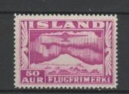 (SA0552) ICELAND, 1934 (Air Post. Plane And Aurora Borealis, 50a., Red Violet). Mi # 178A (perf.14). MNH** Stamp - Luftpost