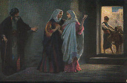 RELIGIOUS POSTCARD 1920 NEW TESTAMENT THE VISITATION OF HOLY MARY POSTAL  CCR026 - Otros & Sin Clasificación