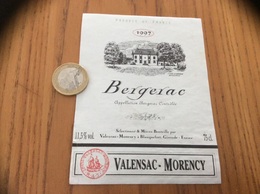 Etiquette Vin 1997 «BERGERAC - VALENSAC MORENCY - BLANQUEFORT (33)» - Bergerac