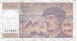 BILLETE DE FRANCIA DE 20 FRANCS DEL AÑO 1997 SERIE U.052   (BANKNOTE) CLAUDE DEBUSSY - 20 F 1980-1997 ''Debussy''