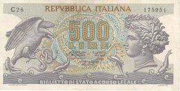 BILLETE DE ITALIA DE 500 LIRAS DEL AÑO 1975 - MEDUSA  (BANKNOTE) RARO - 500 Liras