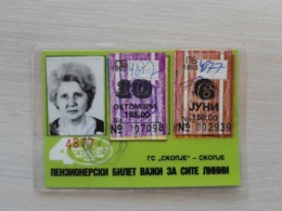 RRR!! City Traffic Company Skopje- Macedonia . Transportation Tickets - Bus Season Ticket 1993 - Europe