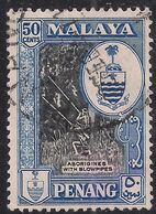Penang Malaya 1960 QE2 50ct Black & Blue Used SG 62 ( M1220 ) - Penang