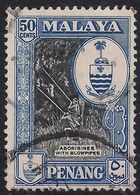 Penang Malaya 1960 QE2 50ct Black & Blue Used SG 62 ( M1229 ) - Penang