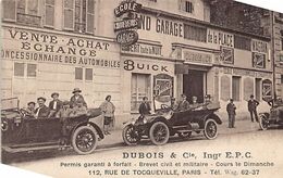 Thème Automobile: Buick  Garage Dubois Rue De Tocqueville   Paris 17 ème   (voir Scan) - Turismo