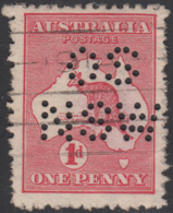 Australia 1913 Used Sc #2 1p Kangaroo And Map Die IIA OS NSW Puncture - Servizio