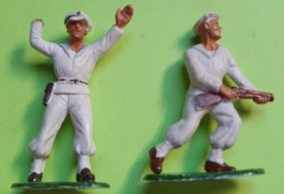 Lot 2 Figurines Soldat Jouet STARLUX - Plastique - MARIN - Chef Fusil - état D'usage : Cassé- Années 1960 - Starlux