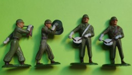 Lot 4 Figurines Soldat Jouet STARLUX - Plastique - ARMÉE DE TERRE - Musiciens - état D'usage : 1 Cassé- Années 1960 - Starlux