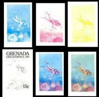 GRENADA GRENADINES 1985 Watersports Scuba 15c PROOFS:6 Items - Plongée