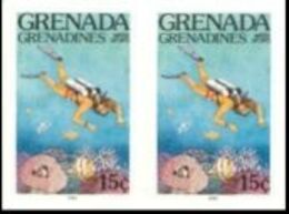 GRENADA GRENADINES 1985 Water Sports Scuba Diving 15c IMPERF.PAIR - Immersione