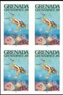 GRENADA GRENADINES 1985 Water Sports Scuba Diving 15c IMPERF.4-BLOCK - Duiken