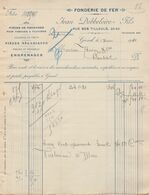Facture - Jean Dobbeleire Fils - Fonderie De Fer - Gent / Gand - 1910 - Straßenhandel Und Kleingewerbe
