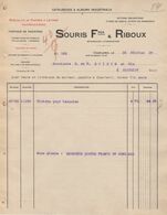 Facture - Souris Frères & Riboux - Spécialiste Du Papier - Charleroi - 1910 - Petits Métiers